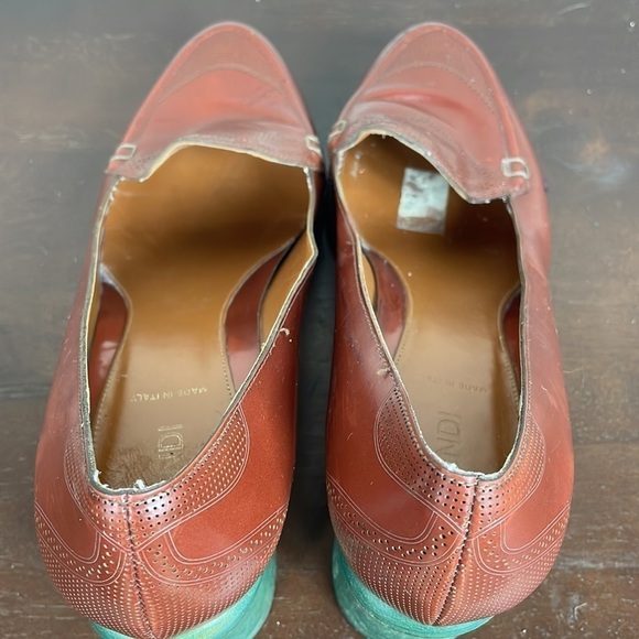 Fendi Austen Spazzolato Loafer Heels Bi Color Career Art To Wear Sz 40.5 - Picture 9 of 16